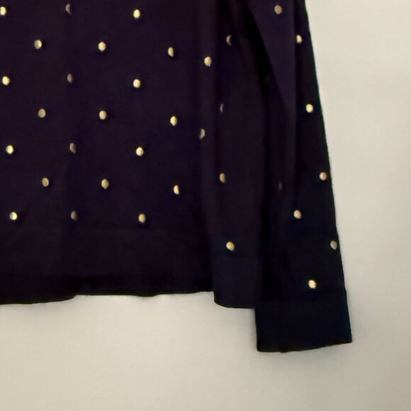 Charter Club Navy Gold Polka Dot Cardigan Sweater Large - Picture 4 of 5